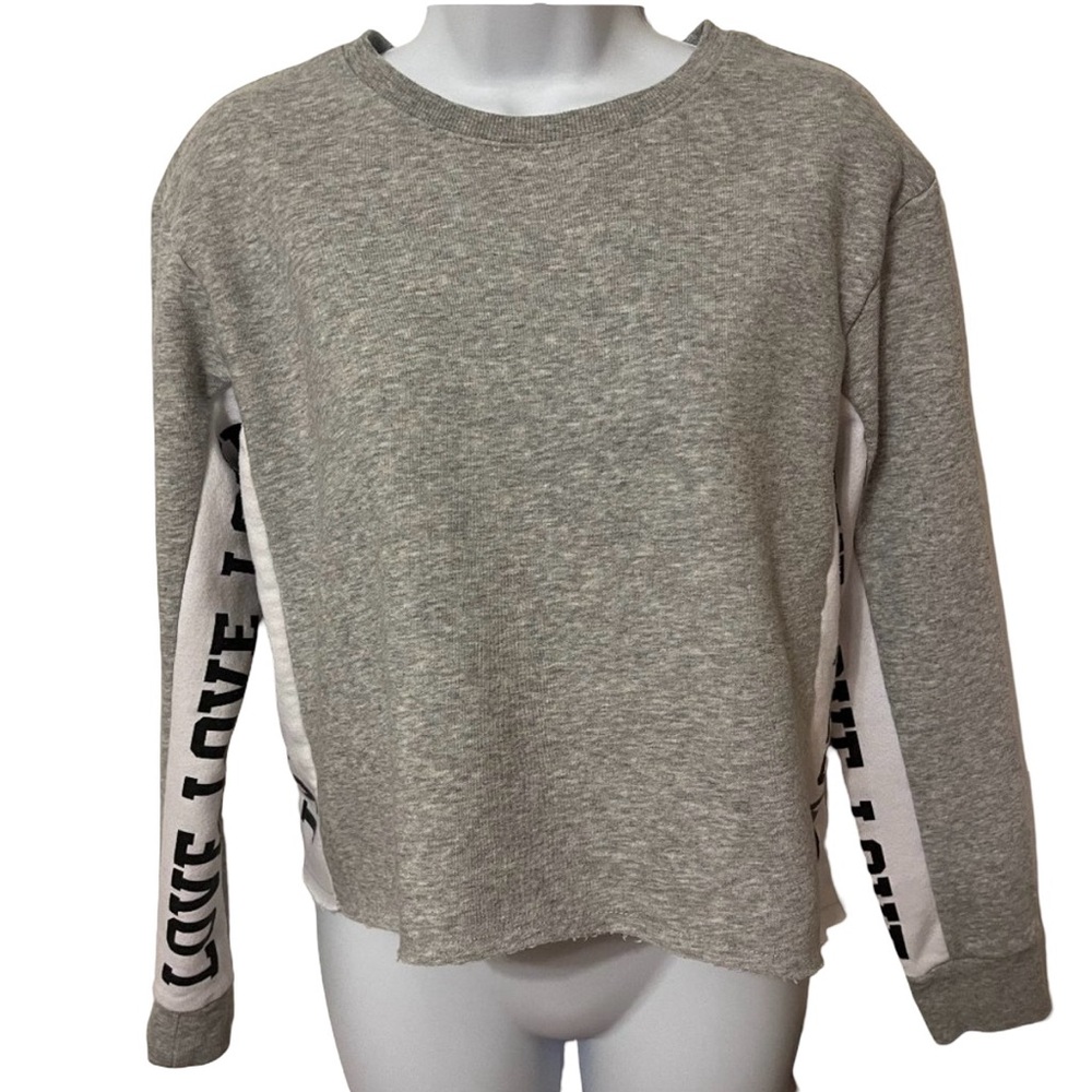 Justice cropped LOVE grey sweatshirt